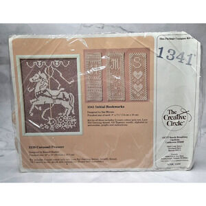 Vintage The Creative Circle Lace Net Darning Kit 1341 Initial Bookmarks